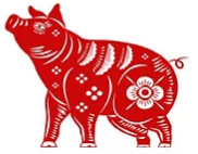 Vibrant image of a red zodiac rat